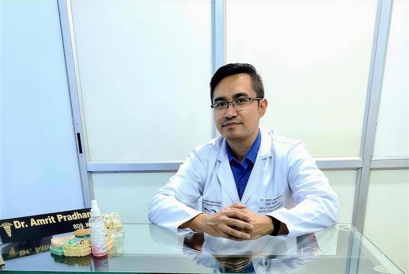 Dr. Amrit Pradhan at the clinic in Tadong, Gangtok.